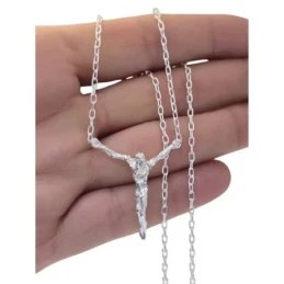 Gargantilla Collar Cristo Dalí en Plata de Ley 925m con 51 cm. cadena