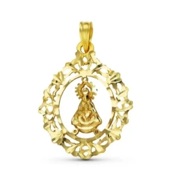 Virgen de Tíscar Medalla en Oro de 18k con un tamaño de 28 mm. y cerc