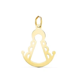 Silueta de la Virgen del Rocío Colgante en Oro de 18k con 20 mm. cala