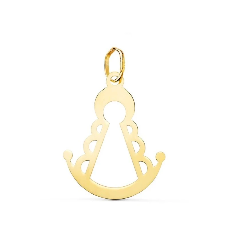 Silueta de la Virgen del Rocío Colgante en Oro de 18k con 20 mm. cala