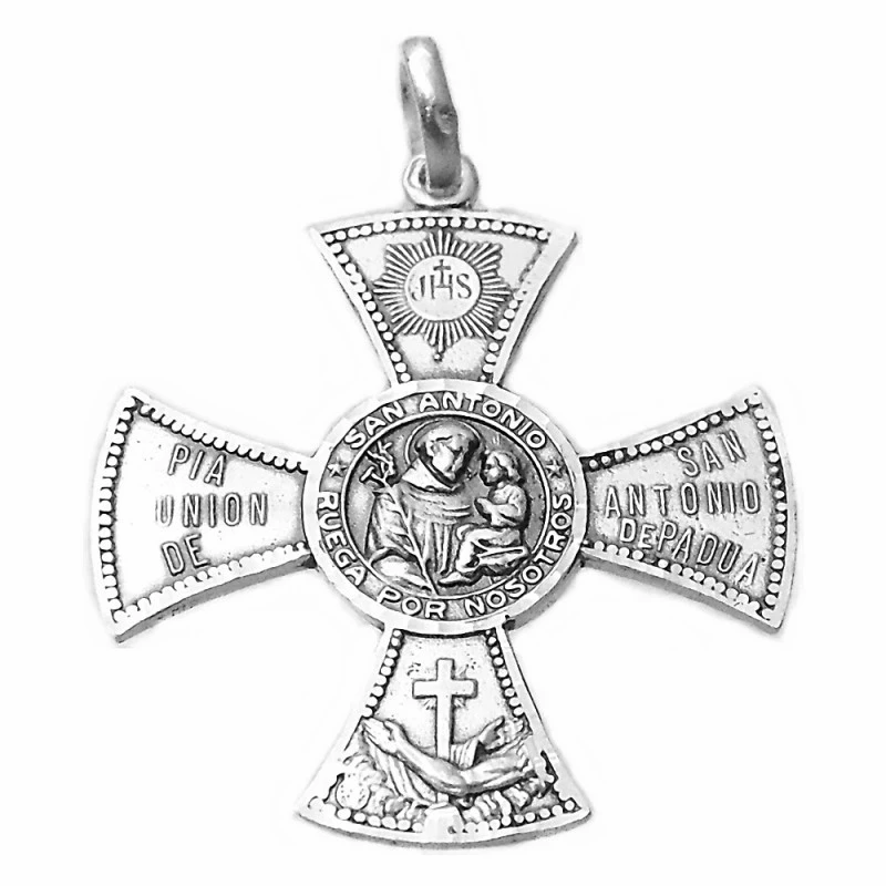 Medalla plata ley 925m San Antonio 33mm. cruz aspa  [AA9813]
