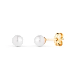 Pendientes en Oro de 18k con perla de 4 mm.