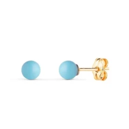 Pendientes en Oro de 18k con piedra turquesa de 4 mm.