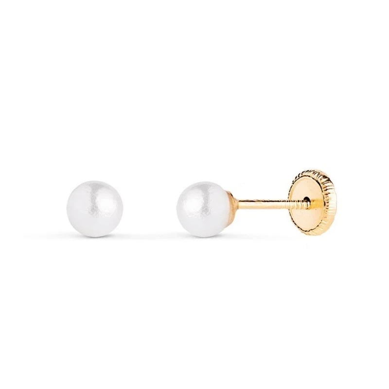Pendientes en Oro de 18k con una perla de 4 mm.