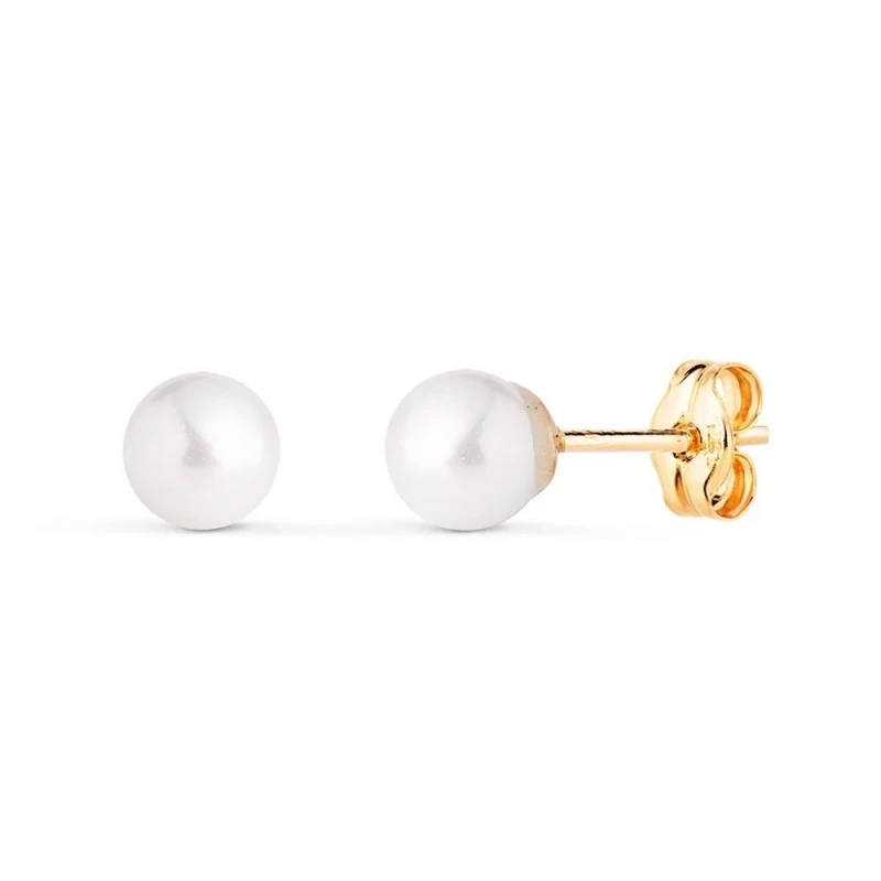 Pendientes en Oro de 18k con perla de 5 mm.