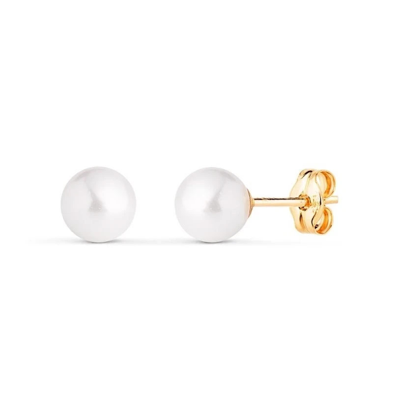 Pendientes en Oro de 18k con perla de 6 mm.