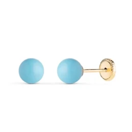 Pendientes de Oro 18k con turquesa en 6 mm.