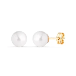 Pendientes en Oro de 18k con perla de 7 mm.