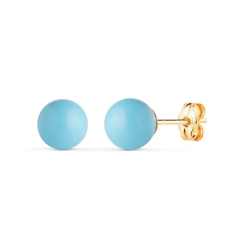 Pendientes de Oro 18k con turquesa en 7 mm.