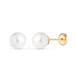 Pendientes de Oro 18k con perla de 7 mm.