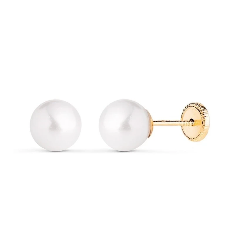 Pendientes de Oro 18k con perla de 7 mm.