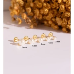 Pendientes de Oro 18k con perla de 4 mm. con carras