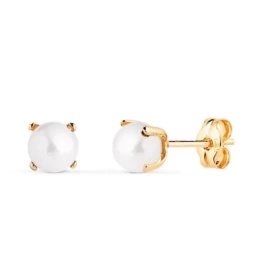 Pendientes en Oro de 18k con perla de 5 mm. con garras