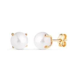 Pendientes de Oro en 18k con perla de 7 mm. y garras