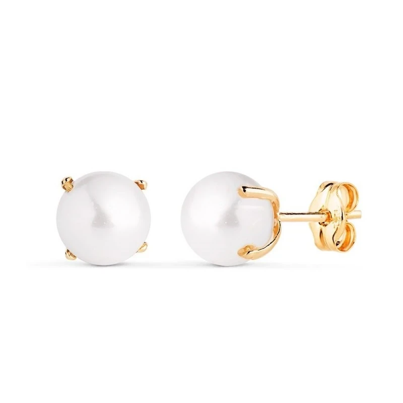 Pendientes de Oro en 18k con perla de 7 mm. y garras