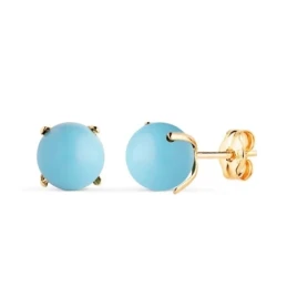 Pendientes de Oro en 18k con piedra turquesa de 7 mm. y garras
