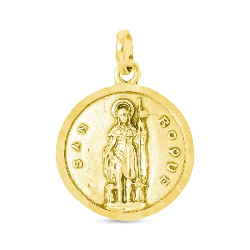 San Roque Medalla en Oro de 18k maciza en 22 mm. bisel liso
