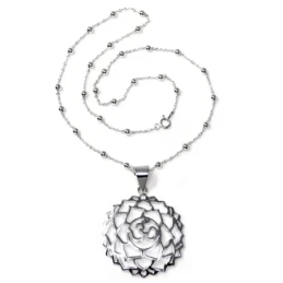 Colgante plata Ley 925m rosetón 34mm. símbolo OM calado cadena 45cm. combinada bolitas cierre reasa
