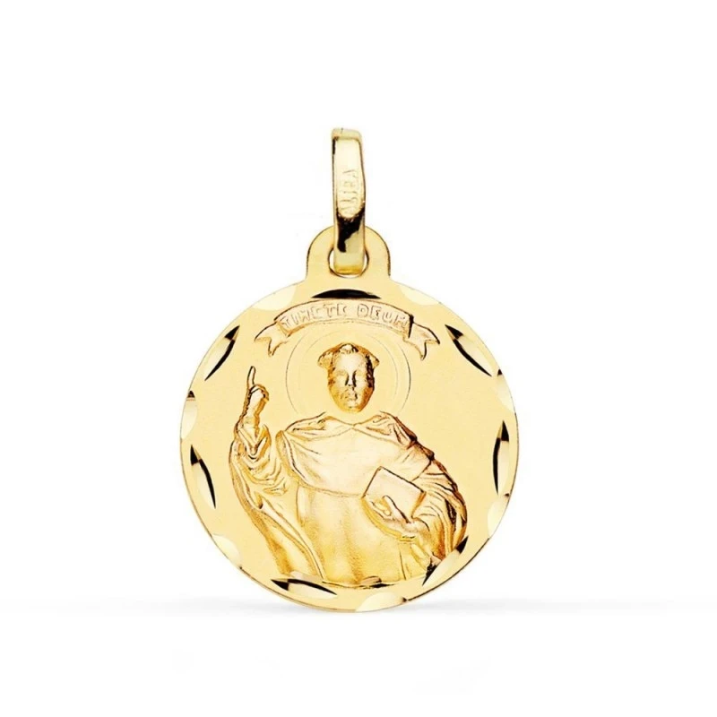 San Vicente Ferrer Medalla de Oro 9k de 16 mm. con detalles tallados