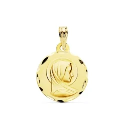 Virgen María Francesa Medalla en Oro de 9k con 16 mm. tallada en el b