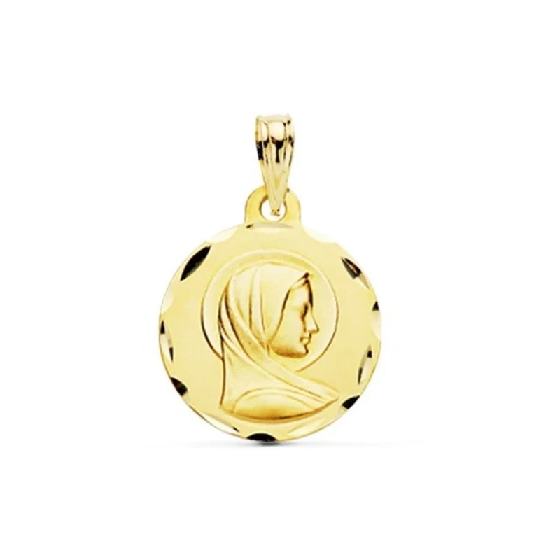 Virgen María Francesa Medalla en Oro de 9k con 16 mm. tallada en el b