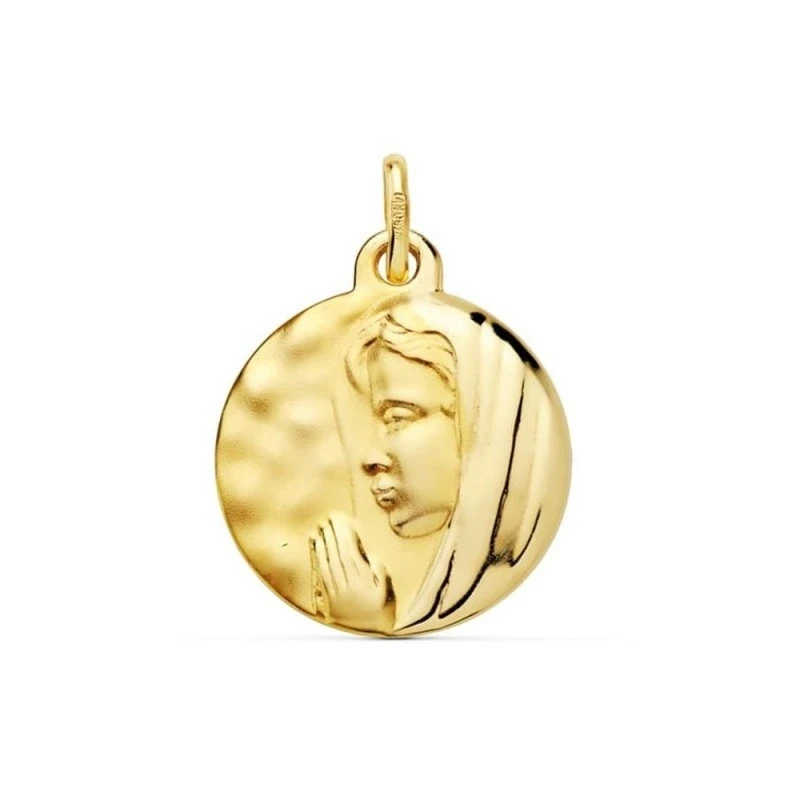 Virgen María Reina de los Cielos Medalla en Oro de 9k con 16 mm.
