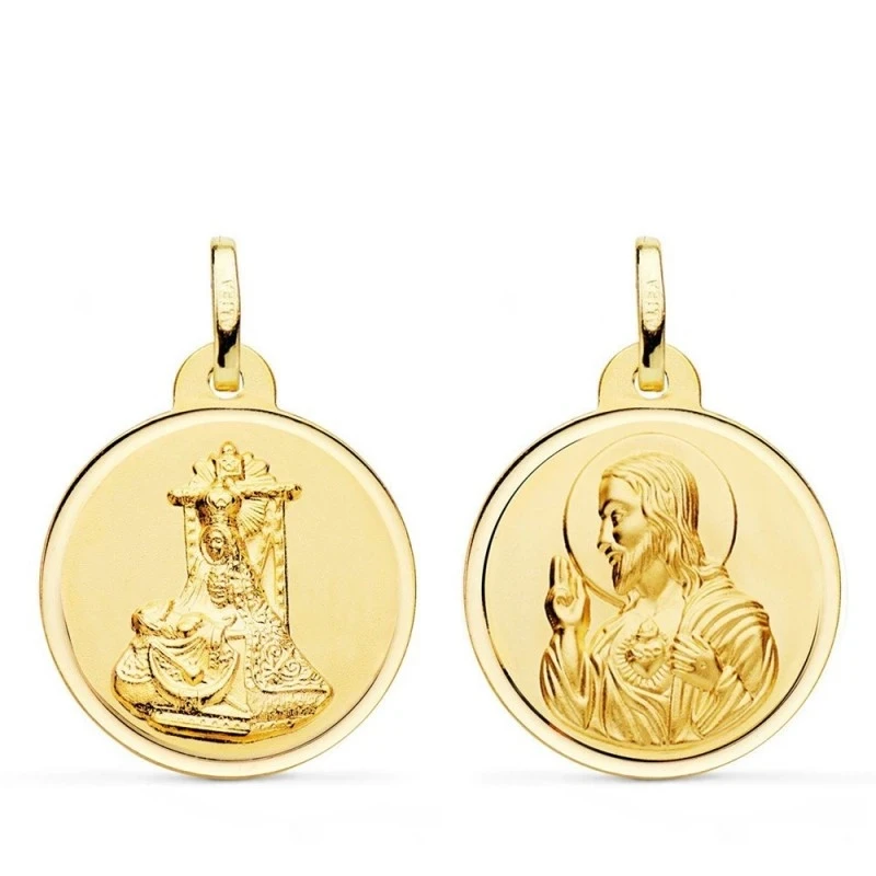 Escapulario Virgen de las Angustias Corazón de Jesús Medalla en Oro d