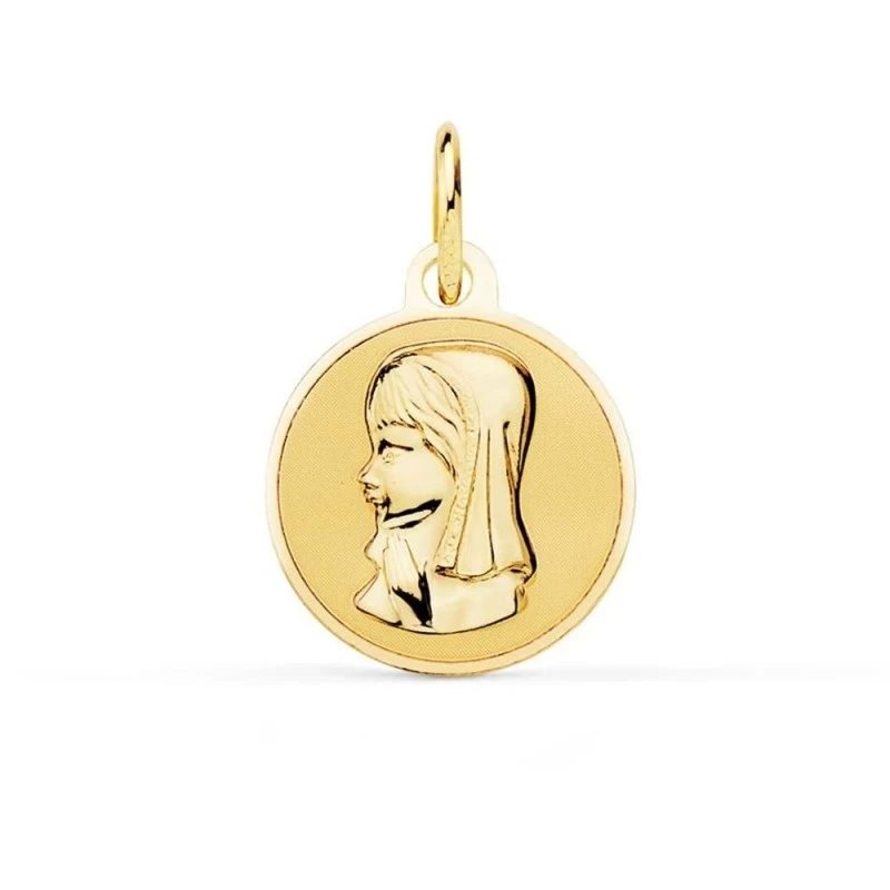 Virgen Niña Medalla en Oro 9k de 14 mm. en brillo