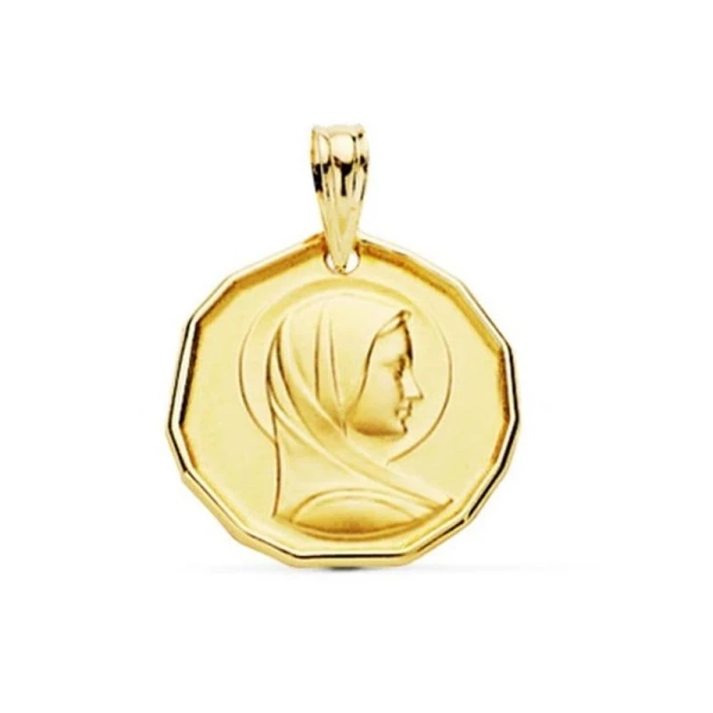 Virgen María Francesa Medalla Oro 9k de 16 mm. con forma octogonal. G