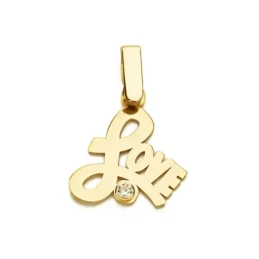 Colgante Oro 9k de 18 mm. LOVE liso con circonita