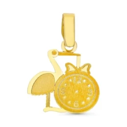 Cigüeña con Reloj en Oro de 9k con 16 mm. lisa