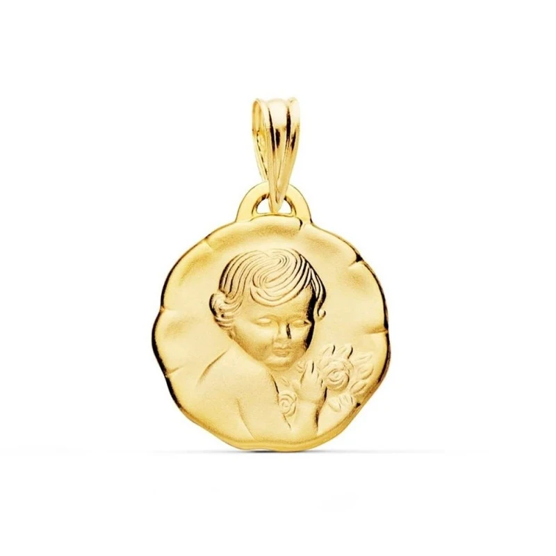 Ángel Querubin Medalla de Oro 9k de 15 mm. en relieve