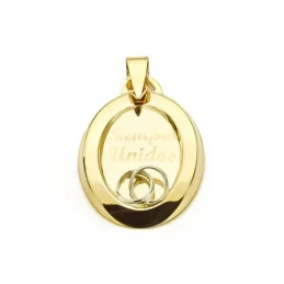 Colgante de Oro Bicolor 9k de 22 mm. mensaje SIEMPRE UNIDOS