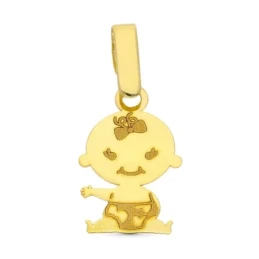 Colgante Oro 9k de 15 mm. con figura de niña bebé