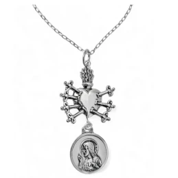 Corazón de Jesús Gargantilla en Plata de Ley 925m de 39 cm. con escap