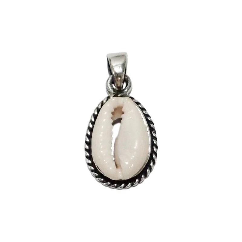 Colgante Plata Ley 925m unisex 20 mm. concha Cauri natural