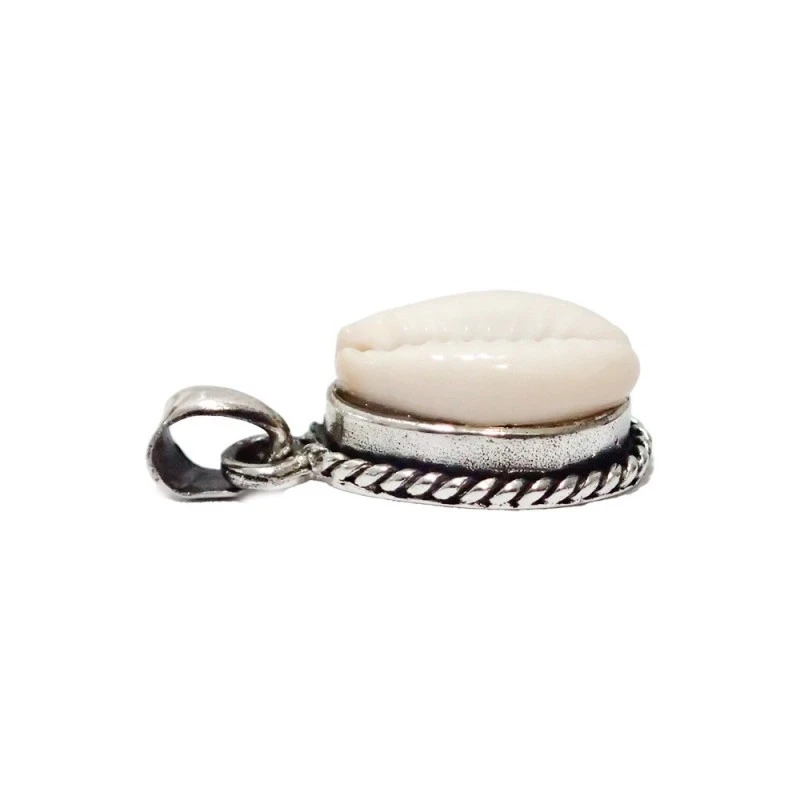 Colgante Plata Ley 925m unisex 20 mm. concha Cauri natural