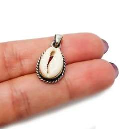 Colgante Plata Ley 925m unisex 20 mm. concha Cauri natural