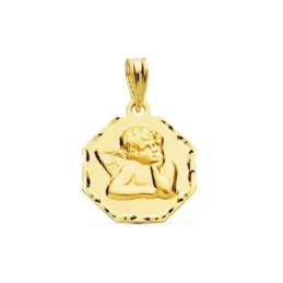 Ángel Burlón Medalla en Oro de 9k con forma octogonal de 15 mm.