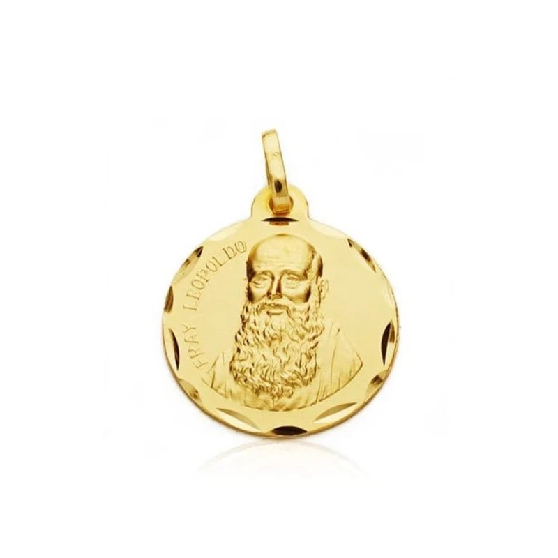 Fray Leopoldo Medalla en Oro de 9k con 18 mm. y detalles tallados en