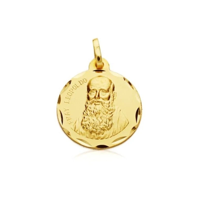 Fray Leopoldo Medalla en Oro de 9k con 22 mm. y detalles tallados en