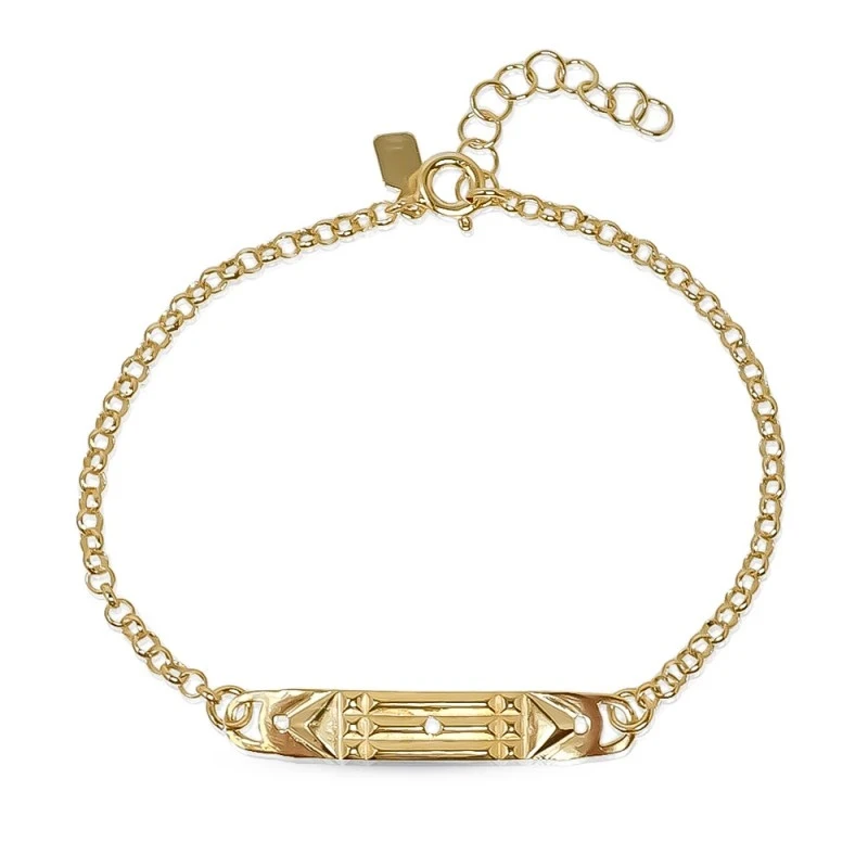 Pulsera Plata Ley 925m chapada oro eslabón rolo de 17 cm. chapa 35 mm
