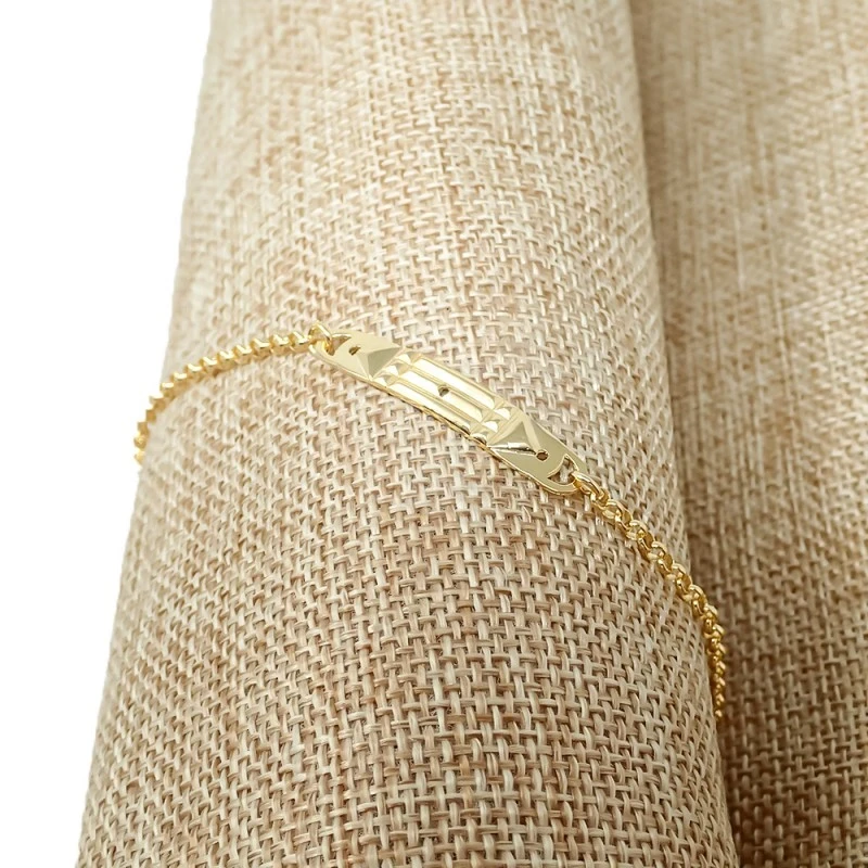 Pulsera Plata Ley 925m chapada oro eslabón rolo de 17 cm. chapa 35 mm