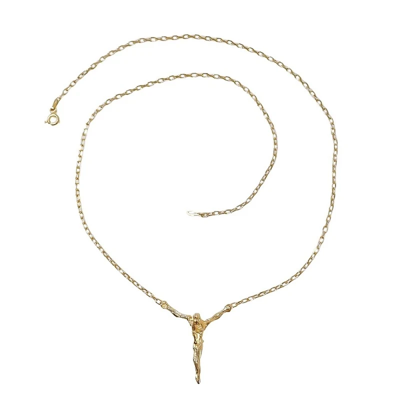 Gargantilla Collar con Cristo Dalí en Plata de Ley 925m y Chapada en