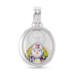 Colgante plata ley 925m 20mm. Virgen Macarena esmaltado [AA8182]