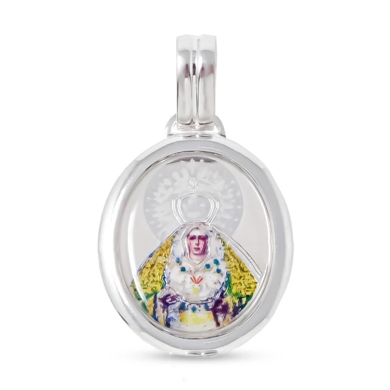 Colgante plata ley 925m 20mm. Virgen Macarena esmaltado [AA8182]