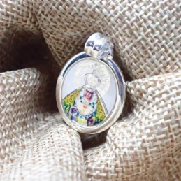Colgante plata ley 925m 20mm. Virgen Macarena esmaltado [AA8182]
