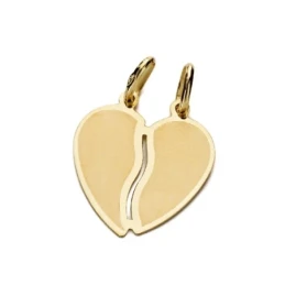 Corazón Partido Doble Colgante de Oro 9k con 17 mm. para enamorados