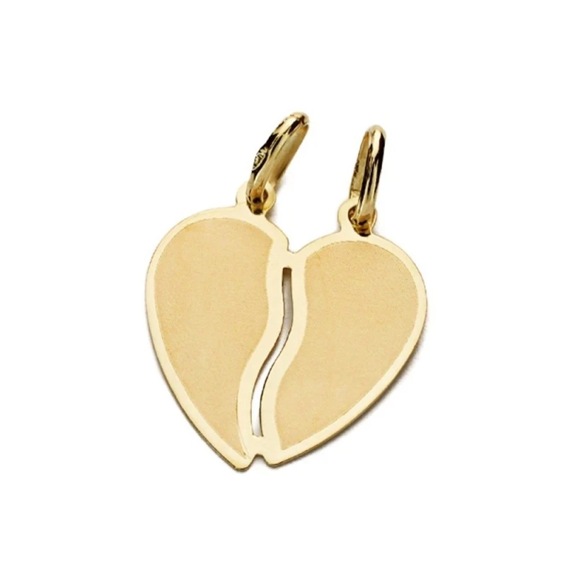 Corazón Partido Doble Colgante de Oro 9k con 17 mm. para enamorados