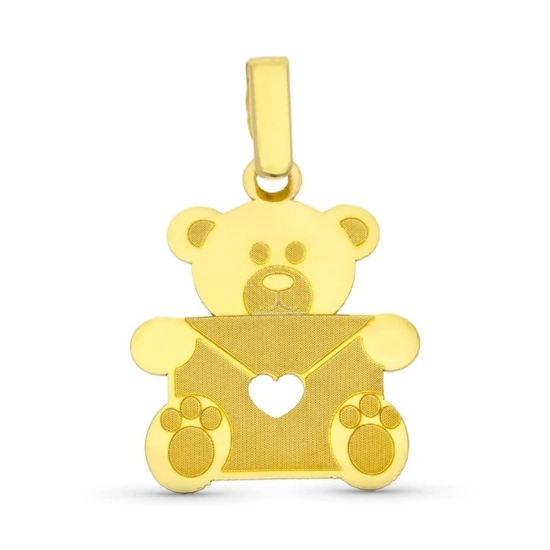 Oso Enamorado Colgante en Oro de 9k con 20 mm. con detalle de corazón